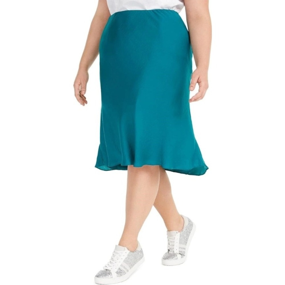 INC International Concepts Teal Green Skirt Plus Size 3X Midi Career NWT